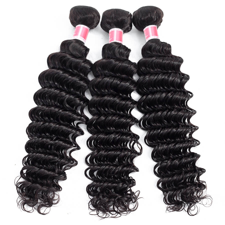 Peruvian Deep Wave 3 Bundles with 4*4 Lace Closure Virgin Human Hair Hermosa Hair