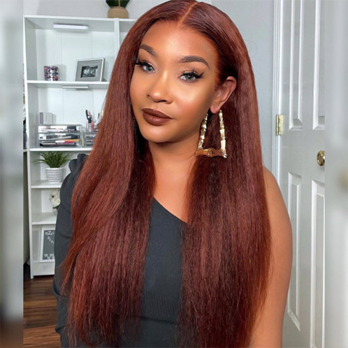 Reddish Brown 5x5/13x4 HD Lace Wig #33 Auburn Colored Deep Wave Lace Front Human Hair Wigs For Women Hermosa Hair