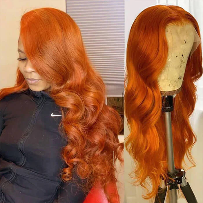 Orange Ginger  13X6 HD Lace Front Human Hair Wigs With Baby Hair Lace Wigs for Women Hermosa Hair