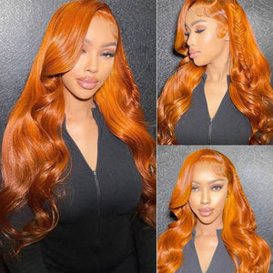 Orange Ginger  13X6 HD Lace Front Human Hair Wigs With Baby Hair Lace Wigs for Women Hermosa Hair