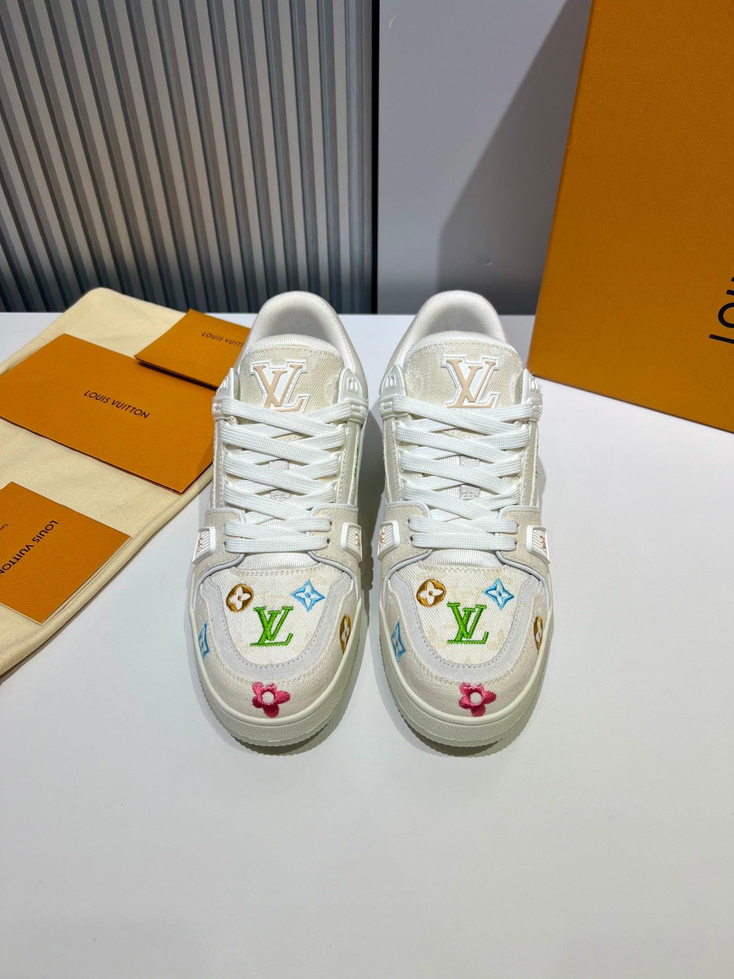 LUV Embroidered Creme Trainer  Sneakers-075