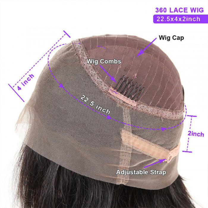 Pre Plucked 360 Lace Frontal Wig with Baby Hair 100% Human Hair 12A High Quality Hermosa Hair