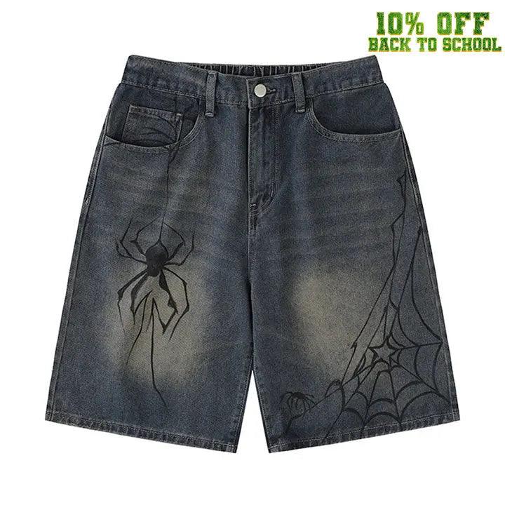 1984 Casual Denim Shorts Spider Web 1984