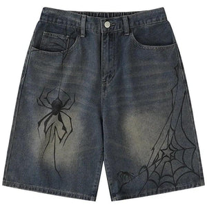 1984 Casual Denim Shorts Spider Web 1984