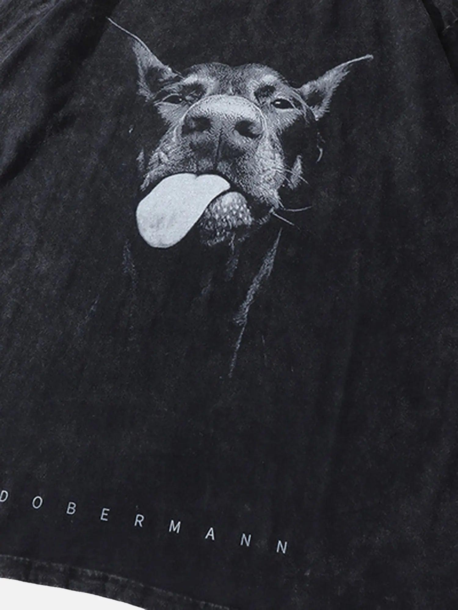 1984 Retro Hip-hop Doberman Print T-shirt SP24042395I2