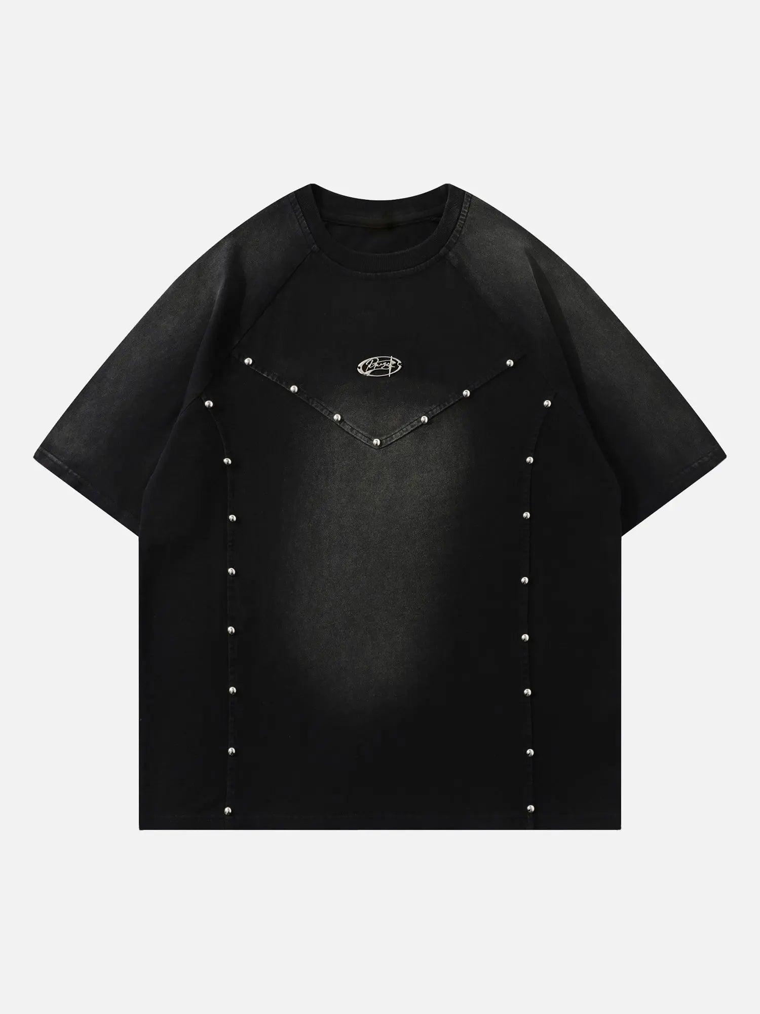 1984 Vintage Washed Stitching Rivets Decorated T-shirt SP240420GN5N