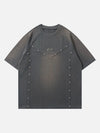 1984 Vintage Washed Stitching Rivets Decorated T-shirt SP240420GN5N
