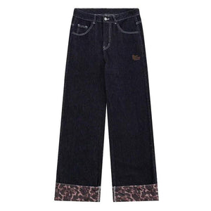 1984® Baggy Black Jeans Leopard Patchwork 1984