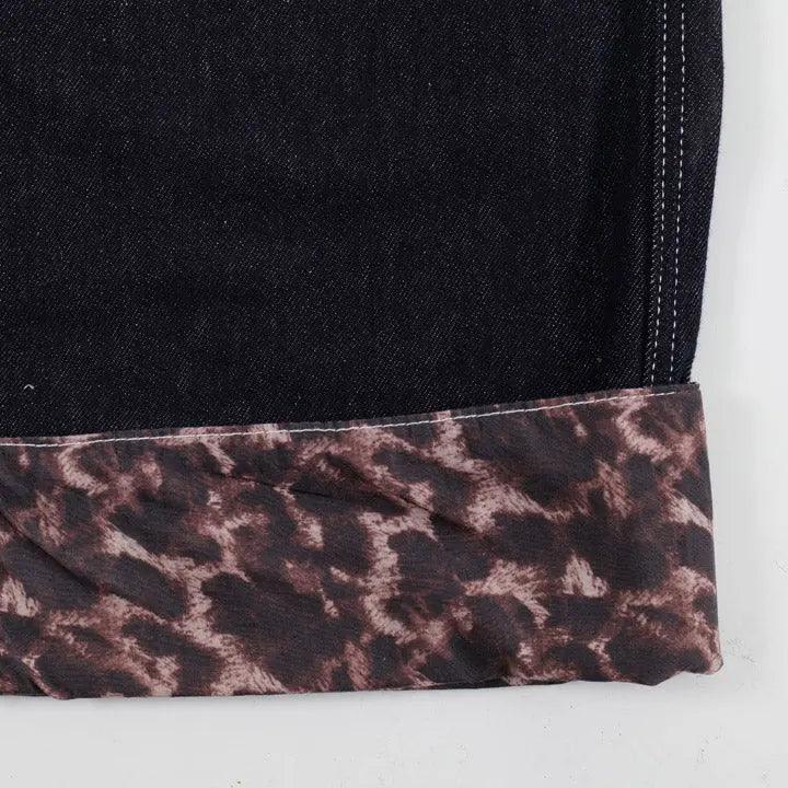 1984® Baggy Black Jeans Leopard Patchwork 1984