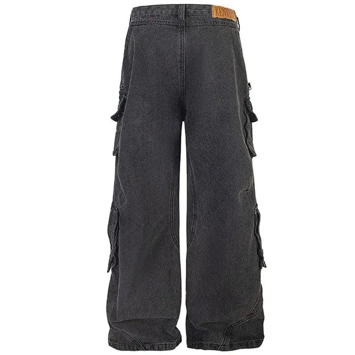 1984® Black Cargo Jeans Pleated Pockets 1984