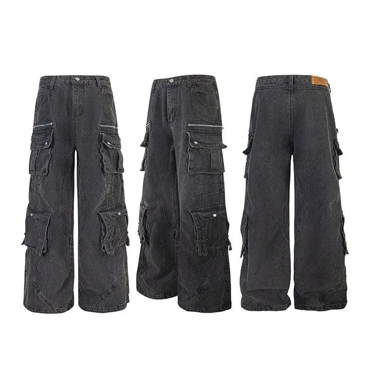 1984® Black Cargo Jeans Pleated Pockets 1984