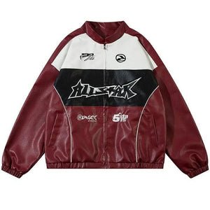 1984® Colorblock PU Leather Racing Jacket 1984