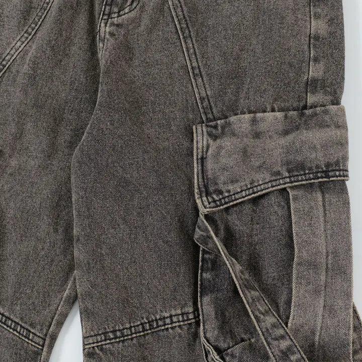 1984® Distressed Washed Cargo Jeans Side Tie Pocket 1984