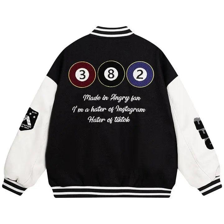 1984® Embroidery Varsity Jacket Black 8 Ball 1984