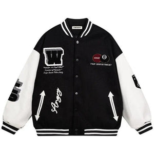 1984® Embroidery Varsity Jacket Black 8 Ball 1984