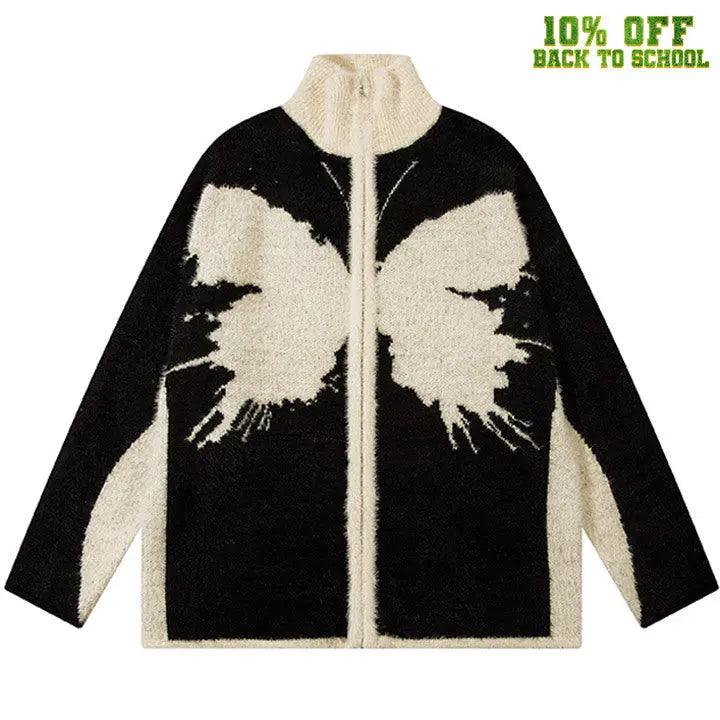 1984® Furry Butterfly Jacquard Sweater Cardigan 1984