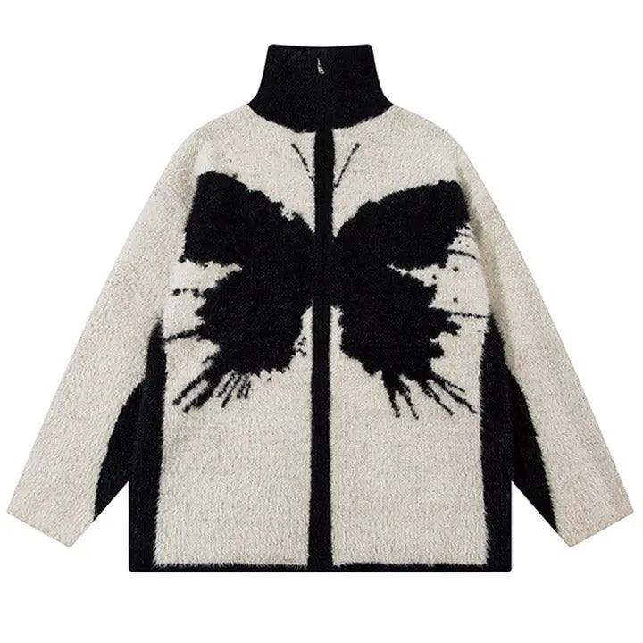 1984® Furry Butterfly Jacquard Sweater Cardigan 1984