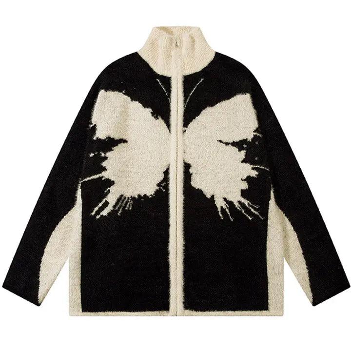 1984® Furry Butterfly Jacquard Sweater Cardigan 1984