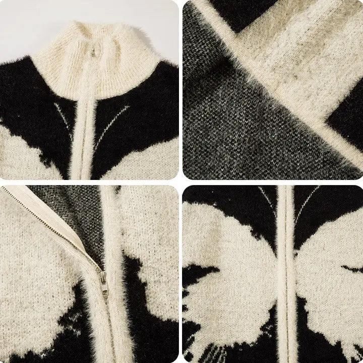 1984® Furry Butterfly Jacquard Sweater Cardigan 1984