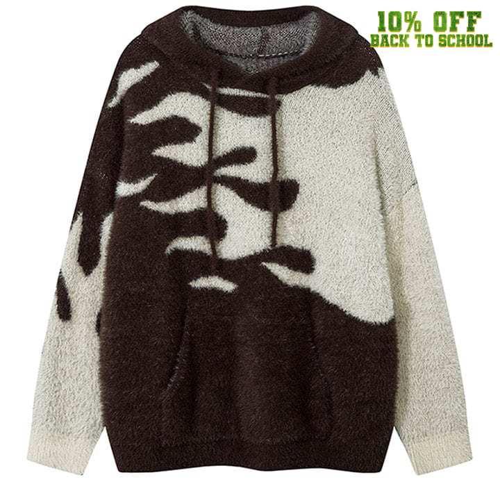 1984® Hooded Mohair Sweater Flame Patchwork 1984