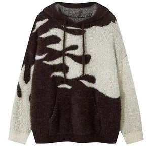 1984® Hooded Mohair Sweater Flame Patchwork 1984