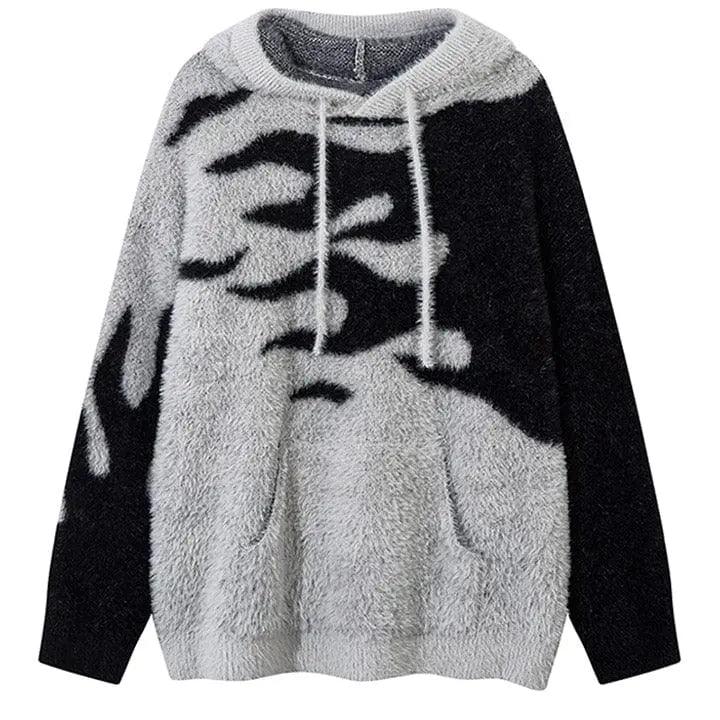 1984® Hooded Mohair Sweater Flame Patchwork 1984