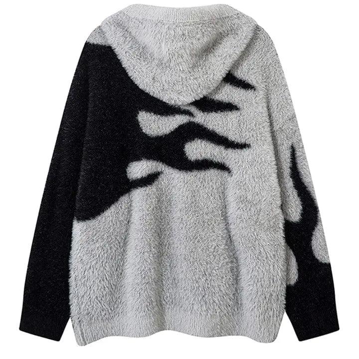 1984® Hooded Mohair Sweater Flame Patchwork 1984