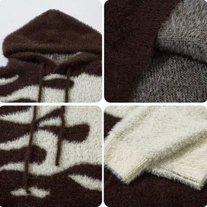 1984® Hooded Mohair Sweater Flame Patchwork 1984