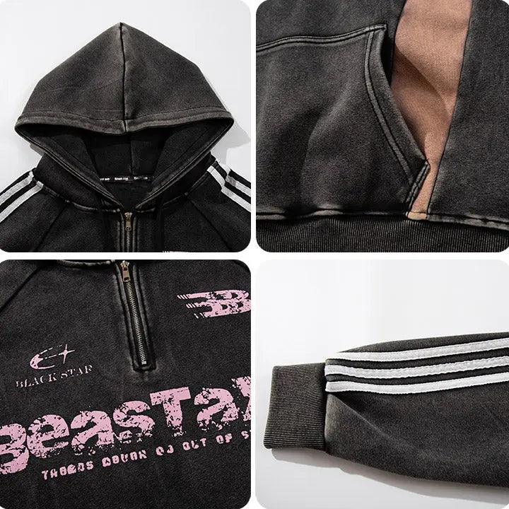 1984® Racing Style Patchwork Hoodie Side Stripes 1984