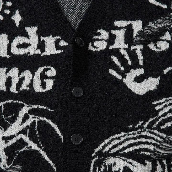 1984® Ripped Sweater Cardigan Spider Print 1984