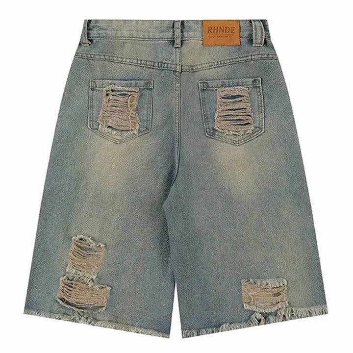 1984® Ripped Washed Denim Shorts 1984