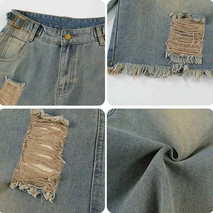 1984® Ripped Washed Denim Shorts 1984