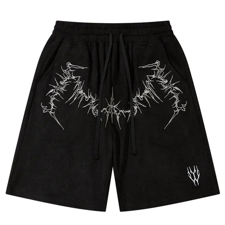 1984® Suede Shorts Embroider Thorns Wings 1984