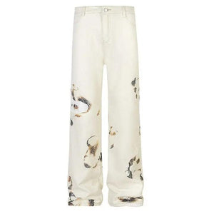 1984® White Flame Print Straight Leg Jeans 1984