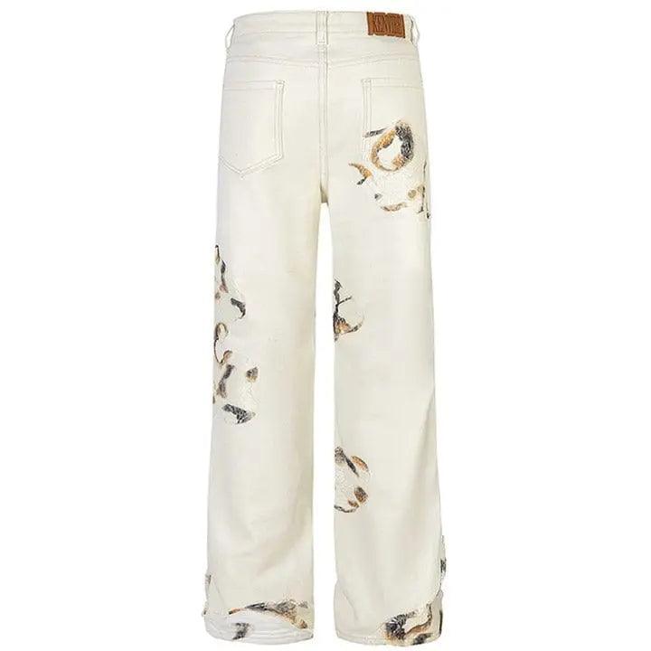 1984® White Flame Print Straight Leg Jeans 1984