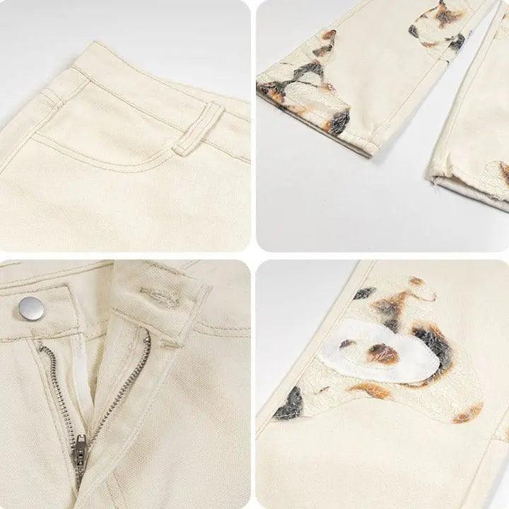 1984® White Flame Print Straight Leg Jeans 1984