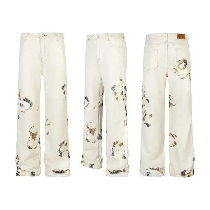 1984® White Flame Print Straight Leg Jeans 1984