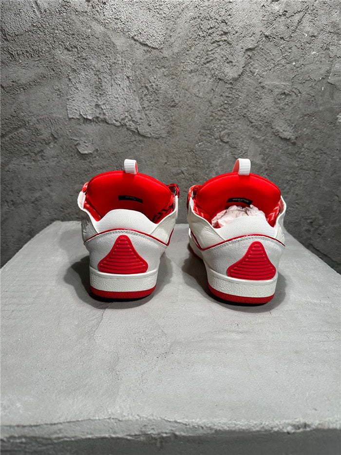 Premium Men Leather Curb Sneaker red white Luxury Snickers