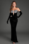 Nassili Off Shoulder Sequin Velvet Dress With Gloves Acmefun