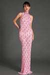 Vasilis Diamond Halter Neck Mermaid Dress In Pink Acmefun