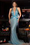 Sampson Blue Sequin Cut Out Mermaid Dress Acmefun