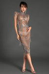 Milidi Sleeveless Transparent Glitter Midi Dress Acmefun