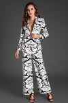 Likourgos V-Neck Printed Blazer Set Acmefun