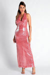 Necho V-Neck Backless Sequin Dress Acmefun