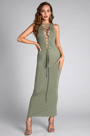 Erica Tie-Strap Deep V Dress Acmefun