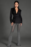 Calleli V-Neck Glitter Blazer Set Acmefun