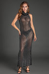 Zorbaki Sleeveless Diamond Sheer Maxi Dress