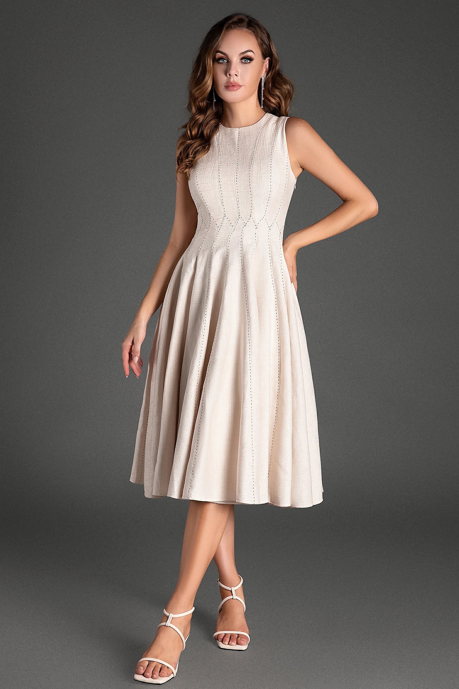 Zervotis Sleeveless Puffy Midi Dress