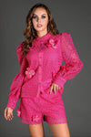 Leedah Long Sleeve Embroidered Flower Set Acmefun