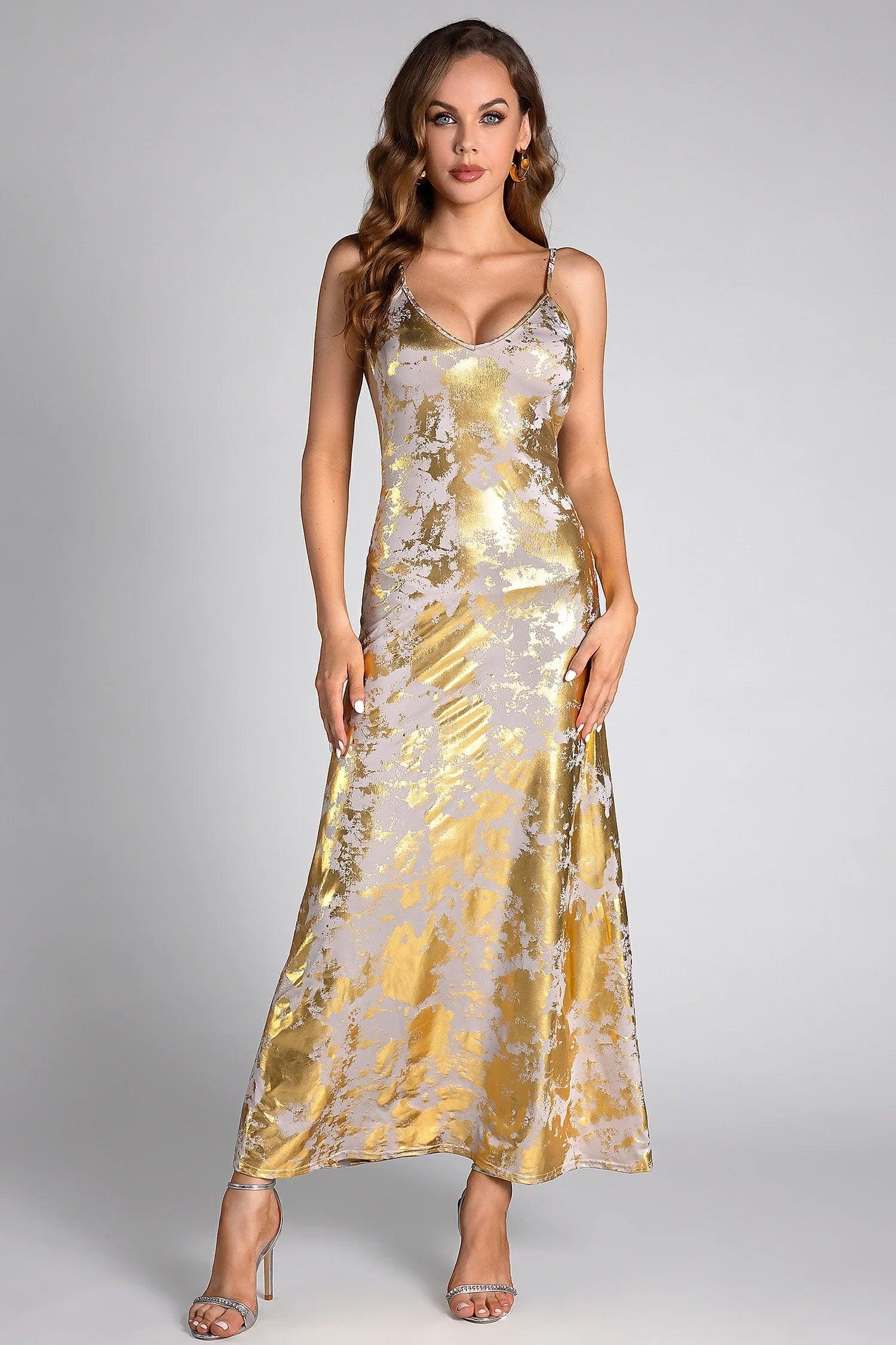 Shirley Gold Sprinkle Semi-forma Dress Acmefun